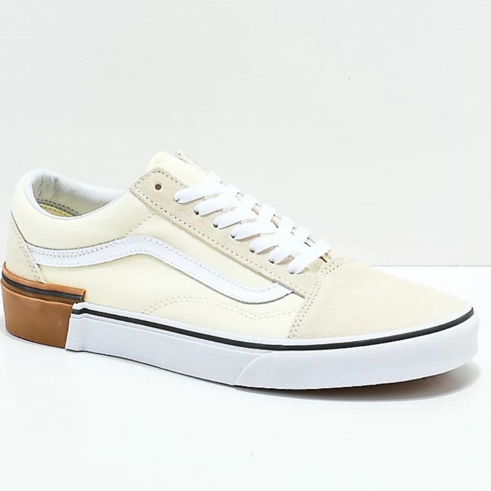 Vans Old Skool Gum Block White Skate Shoes